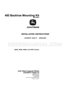485 Backhoe Mounting Kit Attachment Installation Instructions