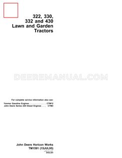 322 Lawn Tractor Repair and Service Manual