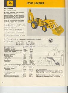 JD300 Loader Specifications